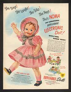 1950 Noma Effanbee Electronic Talking Toy Doll Print Ad  