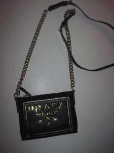   Authentic Prada Milano Black Cross Body Gold Chain handbag wallet bag