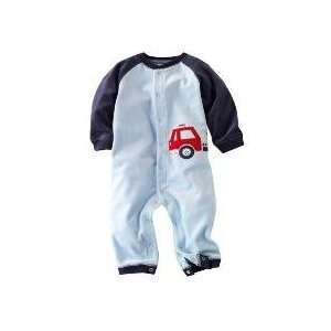   Velour Fire Engine Footless Jumpsuit Navy/Light Blue 3 Months Baby