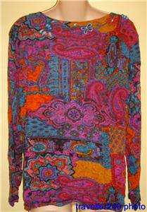   Knit Top Shirt Size 3 NWT NEW Bold Multicolor Paisley Pink  