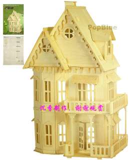 wooden puzzle dollhouse 21 doll wood house 6 rooms kit  