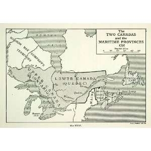  Lithograph Vintage Map 1791 Canada Maritime Provinces Quebec Ontario 