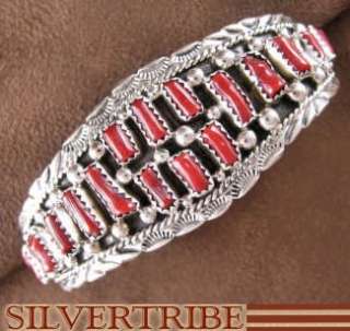 Native American Jewelry Navajo Coral & Silver Bracelet  