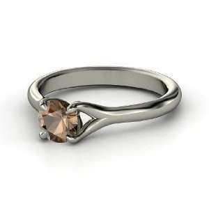    Cynthia Ring, Round Smoky Quartz 14K White Gold Ring Jewelry