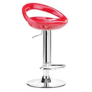  Zuo Tickle Adjustable Bar Stool in Red & Chrome