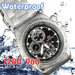 Spy Watch Camera Waterproof 1280*960 HD Video DVR 4 GB Steel Case 