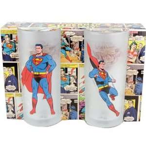  Superman   2 Piece Boxed Glass Set (Superman Standing & Flying 