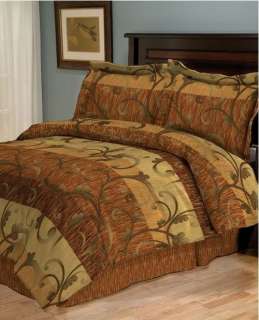 June Scroll KING Comforter Set Gold Rust Brown Orange Jessica Sanders 