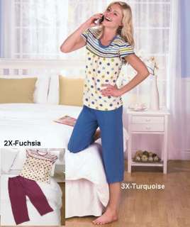 Plus Size Women Capri Pajamas Fuchsia/Turquoise 2X/3X  