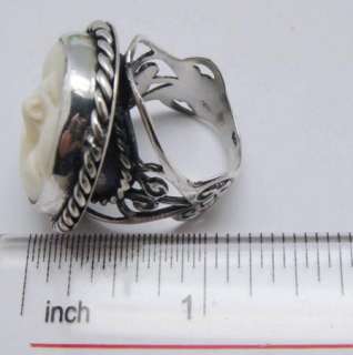 CARVED SUN MOON FACE SILVER RINGS #10.5 JEWELRY OR004  