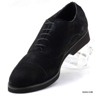 XL0609B Clevis Mens Dress Comfort Shoe Black Suede Leather Oxford 