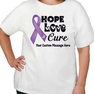   Cancer Awareness Hope Love Cure Purple Ribbon T Shirt Small 6XL  