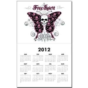  Calendar Print w Current Year Butterfly Skull Free Spirit 