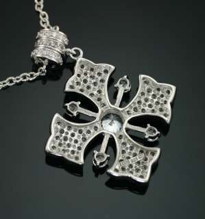 Sterling Silver Esposito Cross Diamonique Pendant Enhancer Necklace 