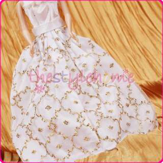 White Elegant Princess Wedding Gown for Barbie Doll Nice Dress FOR 