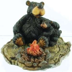 Willie Black Bear with Cub Sitting By Campfire Collectable Figure 4 