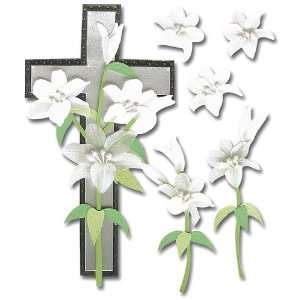  Boutique Themed Ornate Stickers Cross & Lilies Arts 
