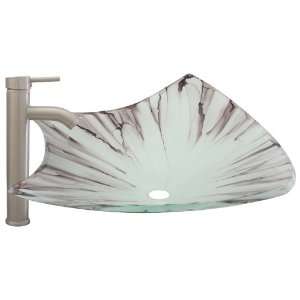   Modern Bathroom Glass Vessel Sink and Brushed Nickel Faucet Combo
