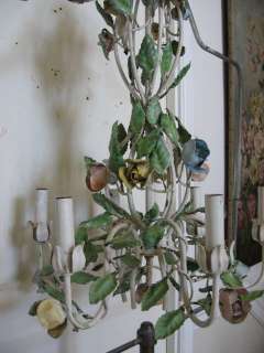 EXQUISITE Large Old ITALIAN TOLE CHANDELIER ROSES Awesome Shape 