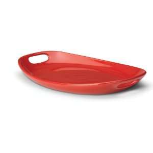 Rachael Ray Stoneware Serving Oval Platter, 9 3/4 by 15 3/4 Inch, Red 
