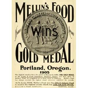  1906 Ad Mellins Infant Food Gold Medal Lewis Clark 
