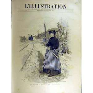 1891 Railway Employees Barrier Guard Lady French Print  