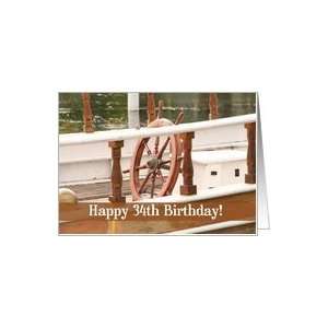 Ships Wheel Happy 34th Birthday Card Card Toys & Games