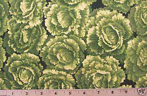 Timeless Treasures FOOD GREEN LETTUCE/CABBAGE FABRIC  