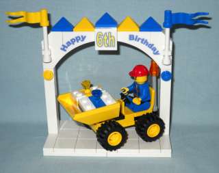 CUSTOM LEGO HAPPY 6TH BIRTHDAY CAKE TOPPER WITH TRUCK  