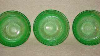 Vintage Green Depression Glass Berry Fruit Dessert Bowls Ribbed 
