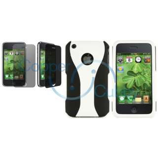 White/Black 3 Piece Hard Case Cover+Privacy Film for iPhone 3G 3GS 8GB 