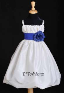 IVORY ROYAL BLUE WEDDING FLOWER GIRL DRESS 2 4 6 8 10  