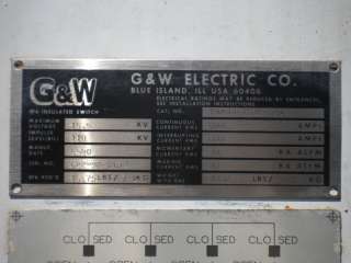 WAY G&W SF6 INSULATED GAS SWITCH 15KV 600A 3PH RAM44 376M 40SF 
