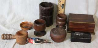 L535 ANTIQUE MIXED LOT TREEN WARE AND WOOD BOXES DEALER / COLLECTOR 