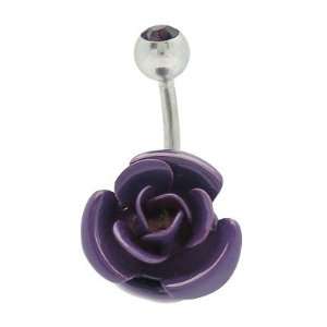  Purple Rose Flower Belly Button Ring Jewelry