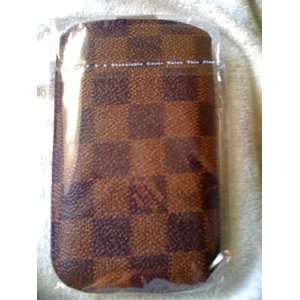  Slim Stylish Fashionable Brown Checkered Leather Iphone 2g 