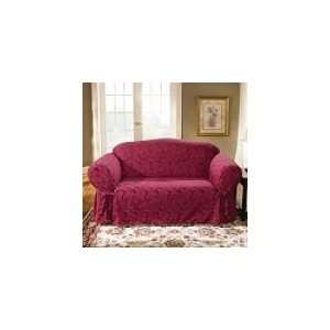  Sure Fit Scroll 1 Piece Sofa Slipcover, Burgundy