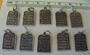 All 10 Sterling Silver Religious 10 Commandment Charms  
