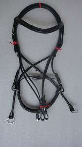 STUNNI Genuine Leather Horse Bitless Bridle with Reins  