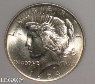 1924 P SILVER PEACE DOLLAR UNCIRCULATED 90% SILVER (YP  