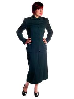 Vintage Ladies Suit 1940s Evergreen Gabardine Small  
