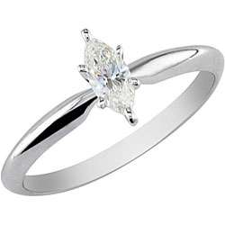 14k Gold 1/2ct TDW Marquise Diamond Engagement Ring (I J, I1 