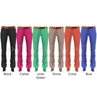   SKINNY SLIM FIT CUFFED JOGGER CHINO COLOURED JEANS 8 10 12 14  