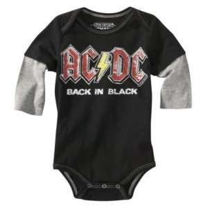 AC/DC ACDC Back in Black Baby Infant Newborn Boys Onesie Bodysuit 3m 