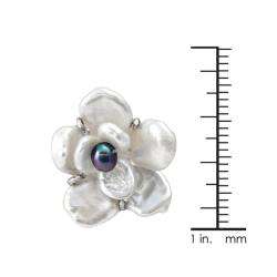   and Black Freshwater Pearl Flower Earrings (6 10 mm)  