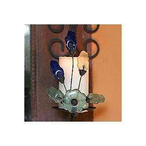  Iron and glass wall candleholder, Ivy Revival