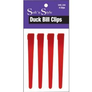  Soft n Style 4 1/2 Red Duck Bill Clips (Pack of 4 