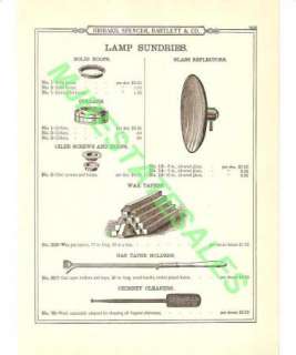 1899 Oil Lamp Parts,Reflector,Taper,Collar Catalog AD  