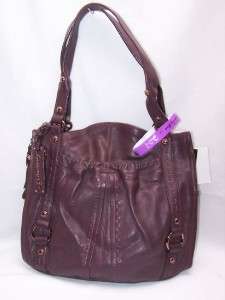 Makowsky Glove MAHOGANY Leather TRIBECCA N/S Pocket Tote Handbag 