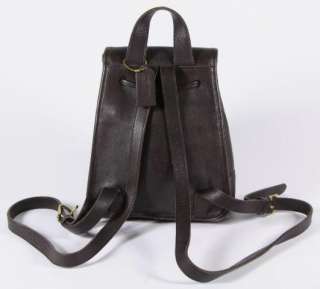   Chocolate Brown Leather Mini Backpack Daypack Drawstring Top 9960